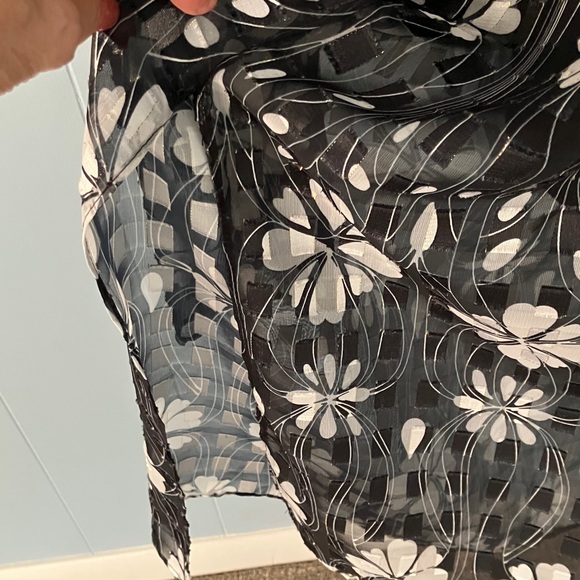 VTG R&M Richards By Karen Kwong Sheer Black White Floral Open Front Duster Y2K - Picture 7 of 8